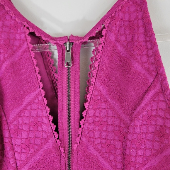 FREE PEOPLE Miss Connections fuchsia cut out lace A-line flare mini party dress - Picture 8 of 11